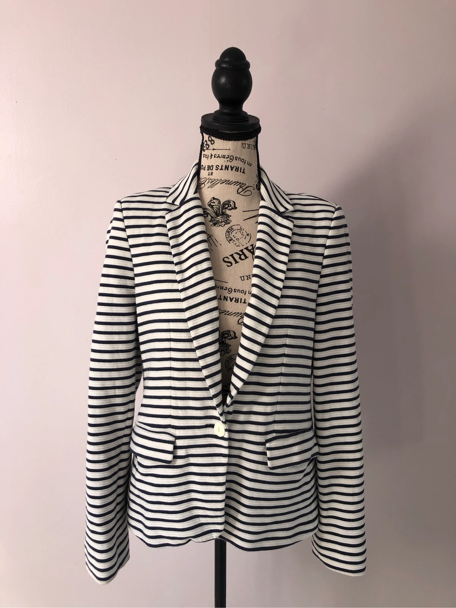 💙 Blazer rayé marine & blanc – Camaïeu – Taille S/M estimée – Très bon état